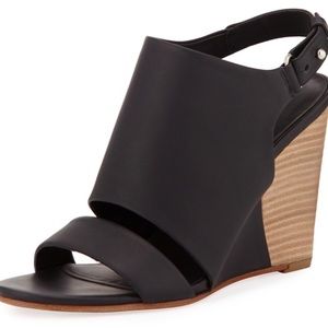 VINCE Karen black leather wedge sandals
